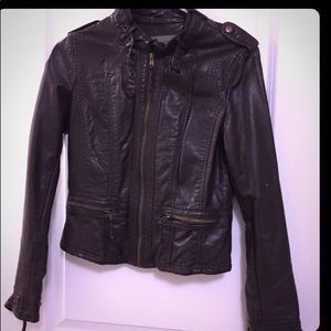ZARA faux leather biker jacket - dark brown